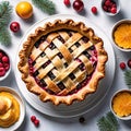 Delicious appetizing handmade pie for the holiday, isolated on a white background,