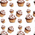 Delicious appetizing muffins, cupcakes on white background