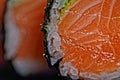 Delicious and appetizing salmon sushi Royalty Free Stock Photo