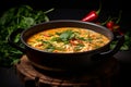 Delicious and appetizing south korean dish - kimchi jjigae. traditional spicy kimchi stew Royalty Free Stock Photo