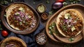 Delicious traditional taco dinner eat table tasty lunch plate cook ingredient