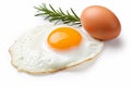 Delicious and appetizing top view of a single fried egg isolated on a clean white background Royalty Free Stock Photo