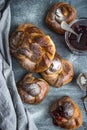 Yeast dough buns with jam Royalty Free Stock Photo