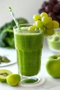 delicious apple grape smoothie on a white table Royalty Free Stock Photo