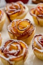 Delicious apple rose tart in crispy case