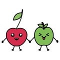 Delicious apples kawaii characters