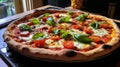 A delicious and aromatic homemade pizza straight from the oven