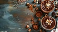 Dark Chocolate Hazelnut Pudding with Cocoa Powder and Nuts for Dessert Concept Royalty Free Stock Photo