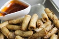 Delicious asian spring rolls in a pan Royalty Free Stock Photo