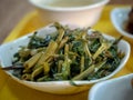 Delicious asian street food in the philippines island of coron including horta kangkong spinach in oyster sauce Royalty Free Stock Photo