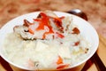 Delicious asian style crab rice with vegetables