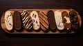 Delicious Assortment Of Biscotti On A Rustic Wooden Tray