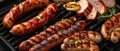 Delicious Assortment Of Grilled Sausages And Meats For A Summer Barbecue Royalty Free Stock Photo