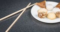 Delicious assortment of homemade Asian pastries. Samosas with a