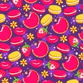 Delicious background with candy and fruits.