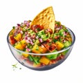 Delicious Bacon Avocado Salsa Recipe With A Crunchy Chip Royalty Free Stock Photo