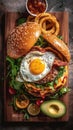 Delicious Bacon Burger with Egg Lettuce and Cheese