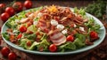 Delicious bacon salad, with variety of other ingredients