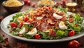 Delicious bacon salad, with variety of other ingredients
