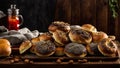 Delicious baked buns organic table handmade crust food homemade bread tasty traditional concept