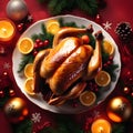 Delicious baked Christmas turkey. New Year's turkey. Royalty Free Stock Photo