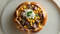 Delicious Baked Corn and Beef Stuffed Bread Bowls Recipe - A Culinary Delight Royalty Free Stock Photo