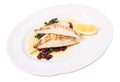 Delicious baked dorado fillet with chard. Royalty Free Stock Photo