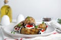 Delicious baked eggplant rolls served on table, closeup Royalty Free Stock Photo