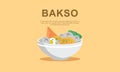 Delicious bakso in a bowl logo, traditional food from Indonesian