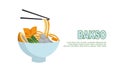 Delicious bakso in a bowl logo, traditional food from Indonesian