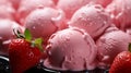 Delicious balls of strawberry pink ice cream Royalty Free Stock Photo