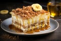 Delicious banoffee pie english dessert with bananas and toffee for restaurant menu