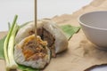 Delicious baozi, Chinese steamed pork bun on white background Royalty Free Stock Photo