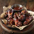 Delicious barbecue chicken wings with spicy sauce Royalty Free Stock Photo