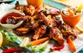 Delicious barbecue chicken wings Royalty Free Stock Photo