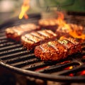 Delicious barbecue meat sizzles on grill, tempting aroma fills air Royalty Free Stock Photo