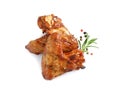 Delicious barbecued chicken wings on white background Royalty Free Stock Photo