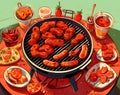 Delicious BBQ Grilled Food Illustration AI Generated