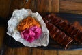 Delicious BBQ ribs, cole slaw and a tangy BBQ sauce