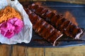 Delicious BBQ ribs, cole slaw and a tangy BBQ sauce