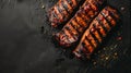 Delicious BBQ Spare Ribs with Glazed Barbecue Sauce on Black Background Perfectly Grilled and Tender Pork Ribs with Rich Smoky Royalty Free Stock Photo