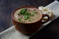 delicious bean broth with bacon, bread and pepper, typical Brazilian food