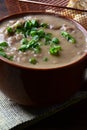 delicious bean broth with bacon, bread and pepper, typical Brazilian food