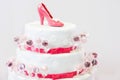 Delicious beautiful wedding cake in white and red with cake pops