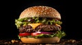 Delicious Beef Burger on Minimalistic Background AI Generated