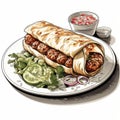 Delicious Beef Burrito With Fresh Vegetables And Savory Sauce