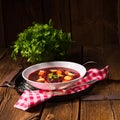 A Delicious beetroot borscht with egg Royalty Free Stock Photo
