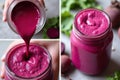 Delicious Beetroot Smoothie in a Mason Jar for Healthy Breakfast Royalty Free Stock Photo