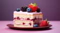 Delicious Berry Cake on Minimalistic Background AI Generated