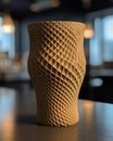 Delicious beverage 4D printed coffee cup. Printed model closeup object.